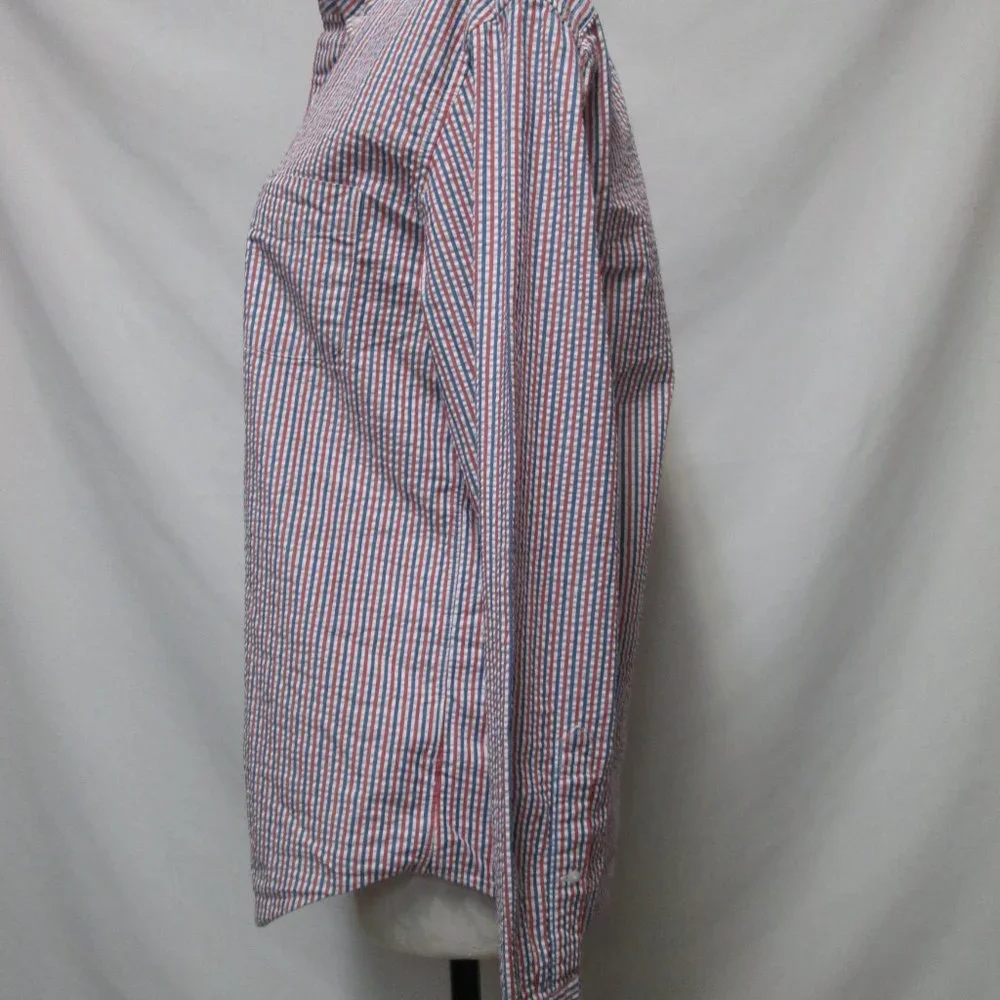 J Crew Vintage Seersucker button down collar shirt Men Cotton Size Sz Medium Md
